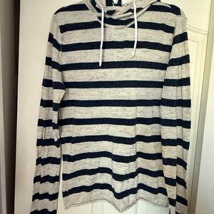 H&M Divided Striped Sweater Hoodie with Navy and Light Gray Stripes - M